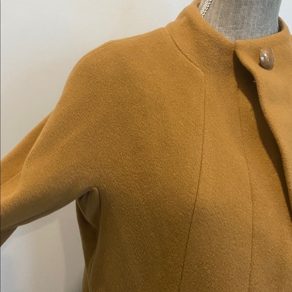 Talbots Virgin Wool Caramel Tan Winter Trench Coat Size 6 Button Front, Pockets - Picture 6 of 15